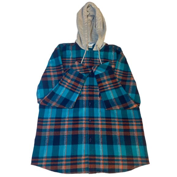 Eleven Paris Blue Columbia Plaid Hooded Shirt Jacket NWT Mens Size LARGE - Picture 10 of 14